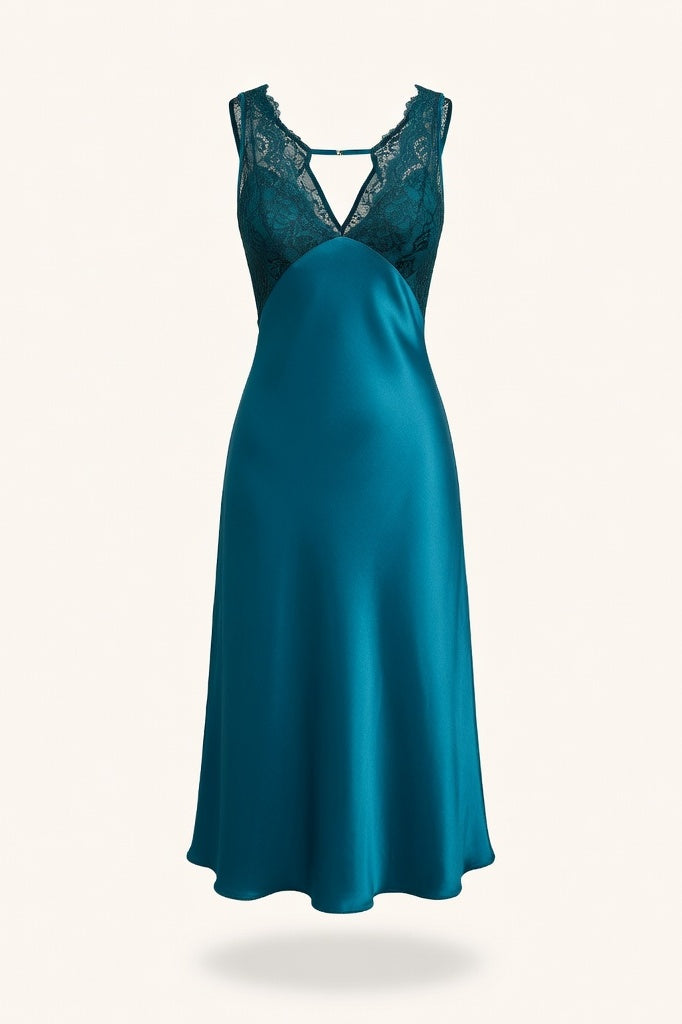Lace Slip Nightgown — Indigo