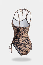 Leopard Print Halter Swimsuit — side view