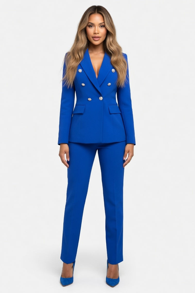 Structured Blazer Co-Ord Set — Blue
