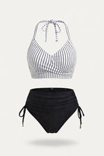 Drawstring Bikini Set — Black Green