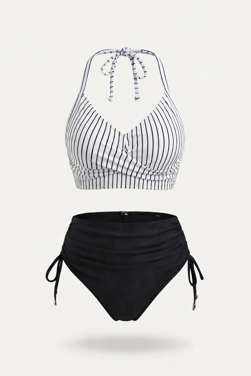 Drawstring Bikini Set — Black Green