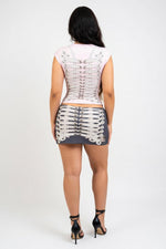 Printed T-Shirt Mini Skirt Co-ord — back view