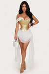 Gold Mesh Ribbon Detail Dress