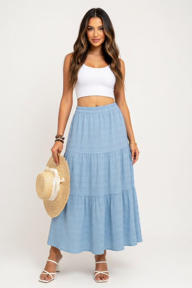 Pleated Mini Skirt — Sky Blue