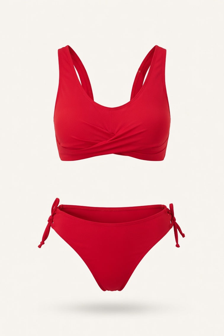 Multi-Color Twist Bikini Set — Red