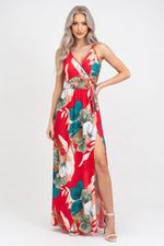 Printed V-Neck Sleeveless Dress — front view