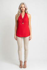 Halter V-Neck Top — Red