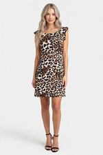 Leopard Print Round Neck Dress — front view