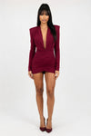 Deep V Pleated Mini Dress