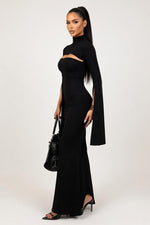 High Neck Cut-Out Midi Dress — side view
