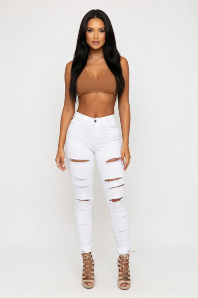 Ripped Pencil Jeans