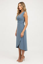Cross Waist V-Neck Midi Dress — side view