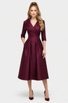 Satin Waist-Tie Midi Dress