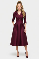 Satin Waist-Tie Midi Dress — front view