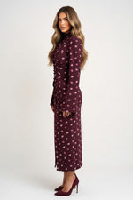Single-Breasted Printed Slit Dress — side view