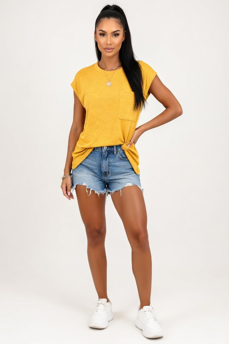 Structured Pocket Tee — Yellow
