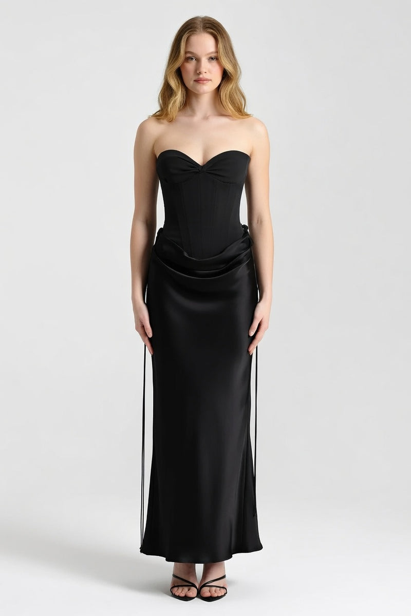 Draped Satin Dress — front view