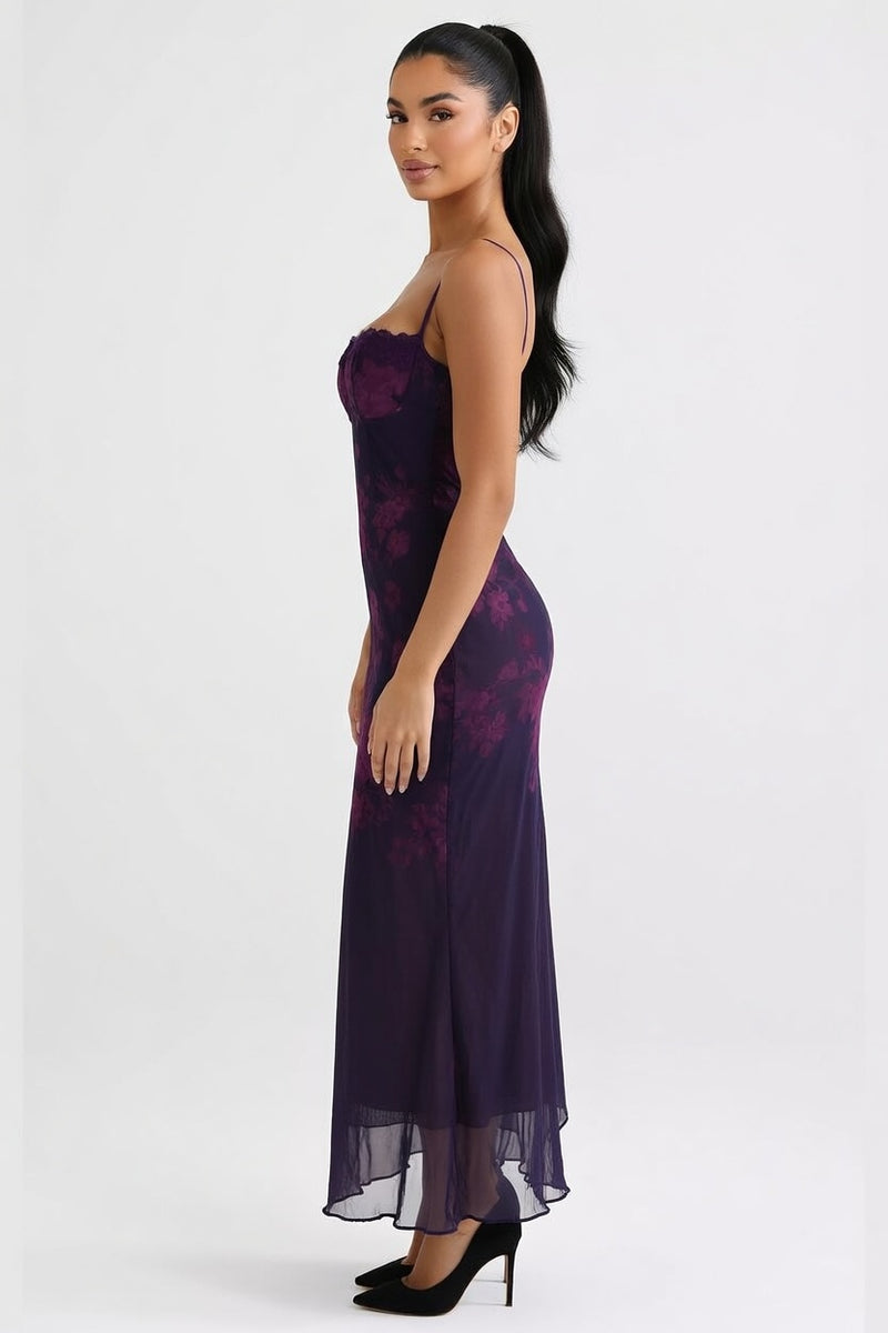 Printed Halter Slip Dress — side view