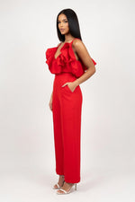 Ruffle Halter Top & High-Waist Trouser Set — side view