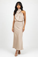 Satin Sleeveless Dress — Apricot