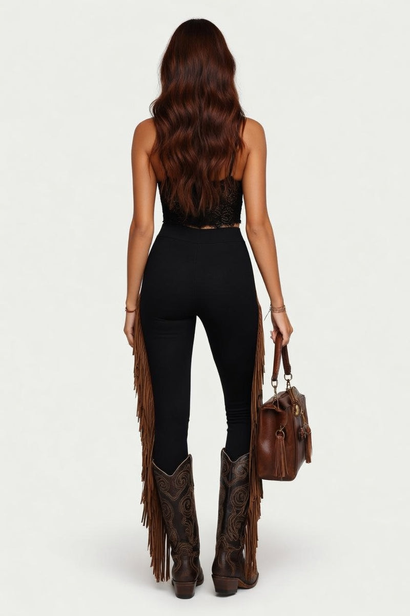 Tassel Flared Trousers — back view