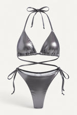 Lace-Up Bikini Set — Charcoal Grey