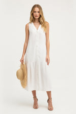 Cotton Slip Dress V-Neck — White