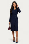 Button Front V-Neck Hip Cover Dress