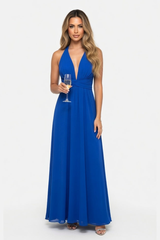 Multi-Strap Bandage Midi Dress — Blue