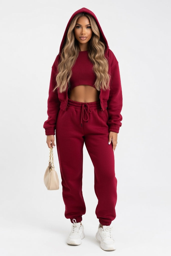 Hooded Sweat Set — Burgundy
