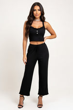 Lace Cami Pyjama Set — Black
