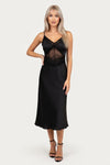 Satin Slip Dress with Lace Trim