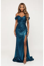 Sequin Slit Mini Dress — Sky Blue