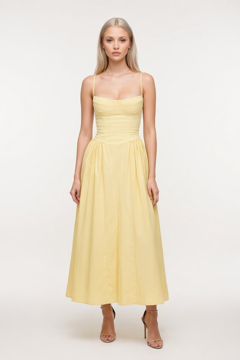 Halter Midi Dress — Cream