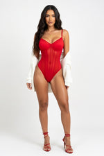 Mesh Backless Jumpsuit — Burgundy