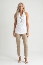 Halter V-Neck Top — White