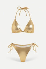 Lace-Up Bikini Set — Gold Foil