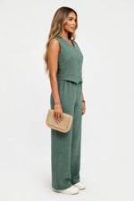Linen V-Neck Vest & Trouser Co-ord — side view