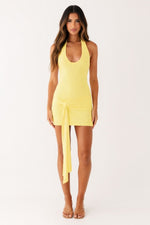 Halter Bodycon Mini Dress — Yellow