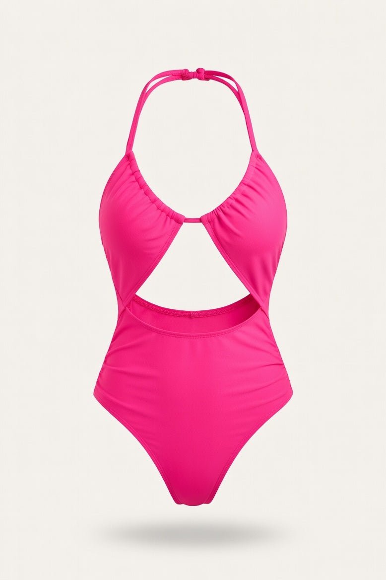 Sculpting One-Piece Swimsuit — Rose Red