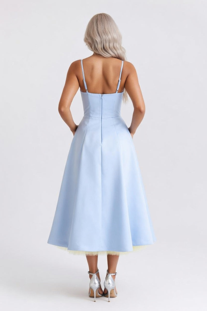 Mesh Double Layer Halter Dress — back view