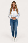 Floral Print Zip Front Cropped Jacket