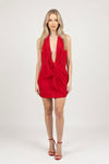 Deep V Halter Mini Dress