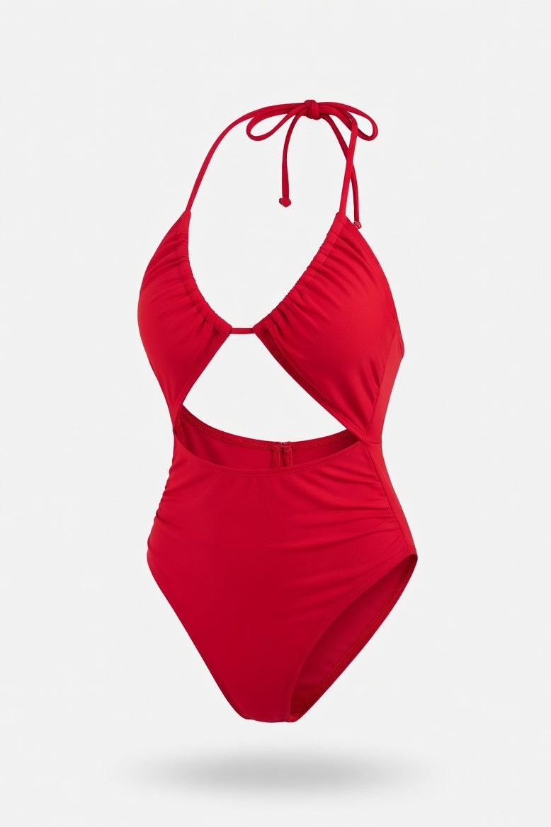 Sculpting One-Piece Swimsuit — Red