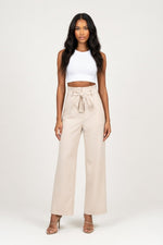 Wide Leg Trousers with Belt — Apricot