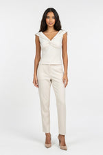 V-Neck Vest & Pleated Skirt Co-ord — Apricot Skirt