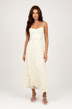 Floral Halter Swing Dress — Light Yellow