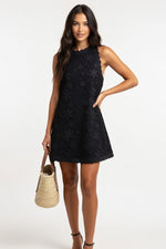 Lace Halter Mini Dress — Black
