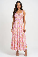 Printed Halter Dress — Pink Base Pink Floral