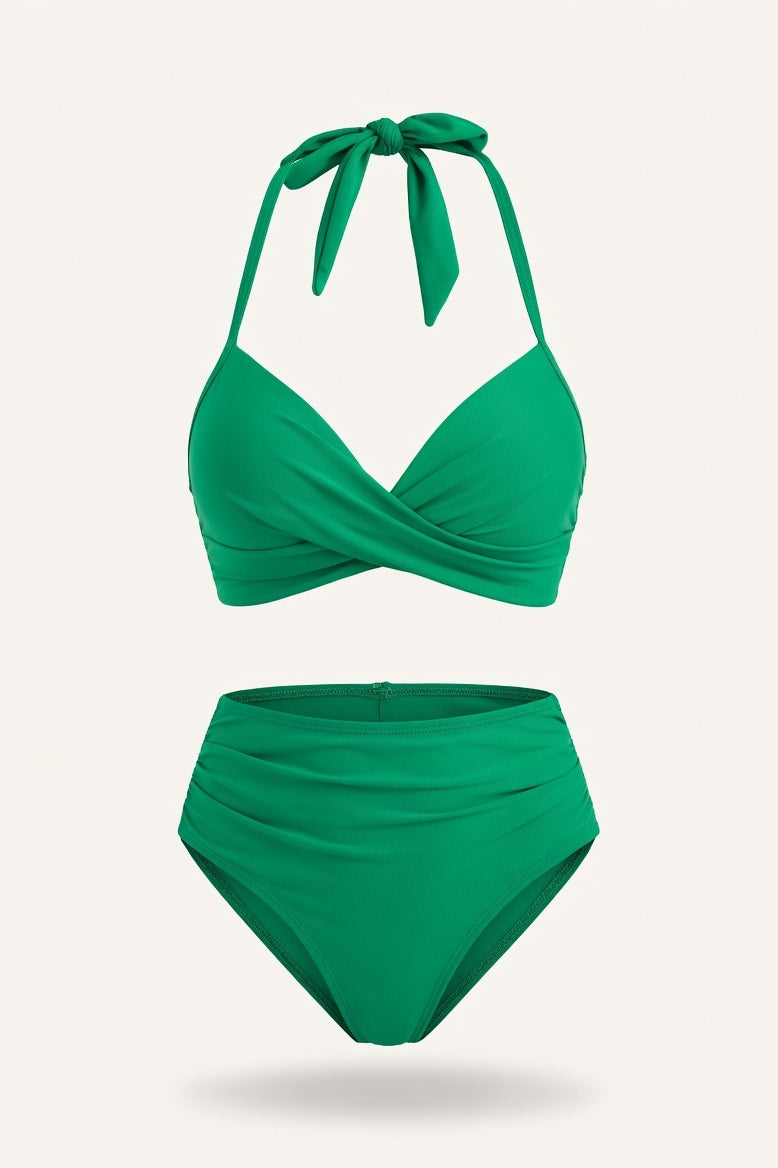 Structured Triangle Bikini Set — Grass Green